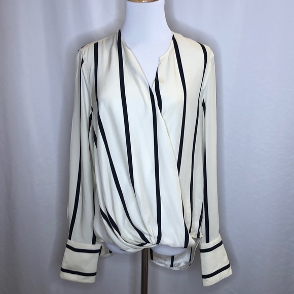 rag & bone Tops - Rag & Bone Max wrap-effect striped silk blouse.szM